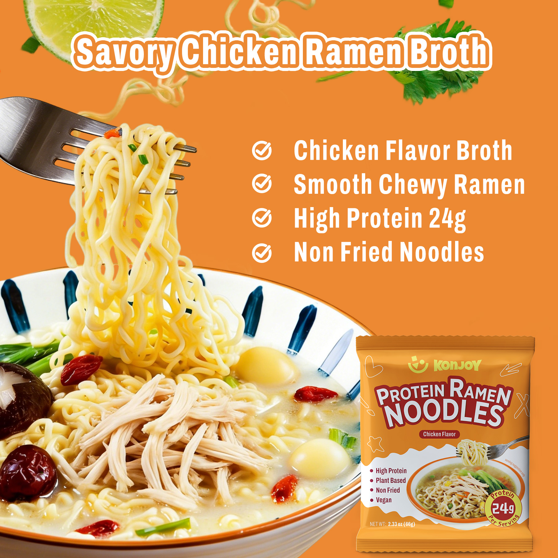 High Protein Udon  Ramen Noodles Chicken Flavor thumbnail 4
