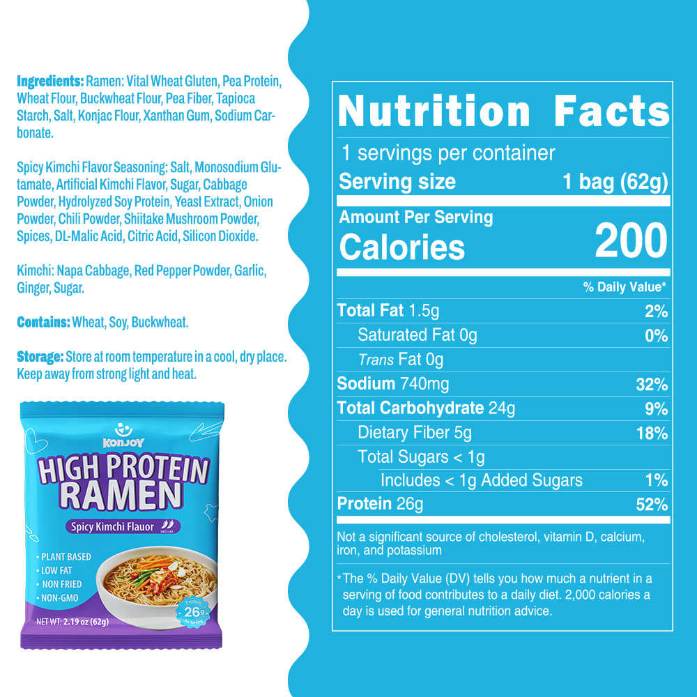 High Protein Ramen Spicy Kimchi Flavor(Bag) thumbnail 3