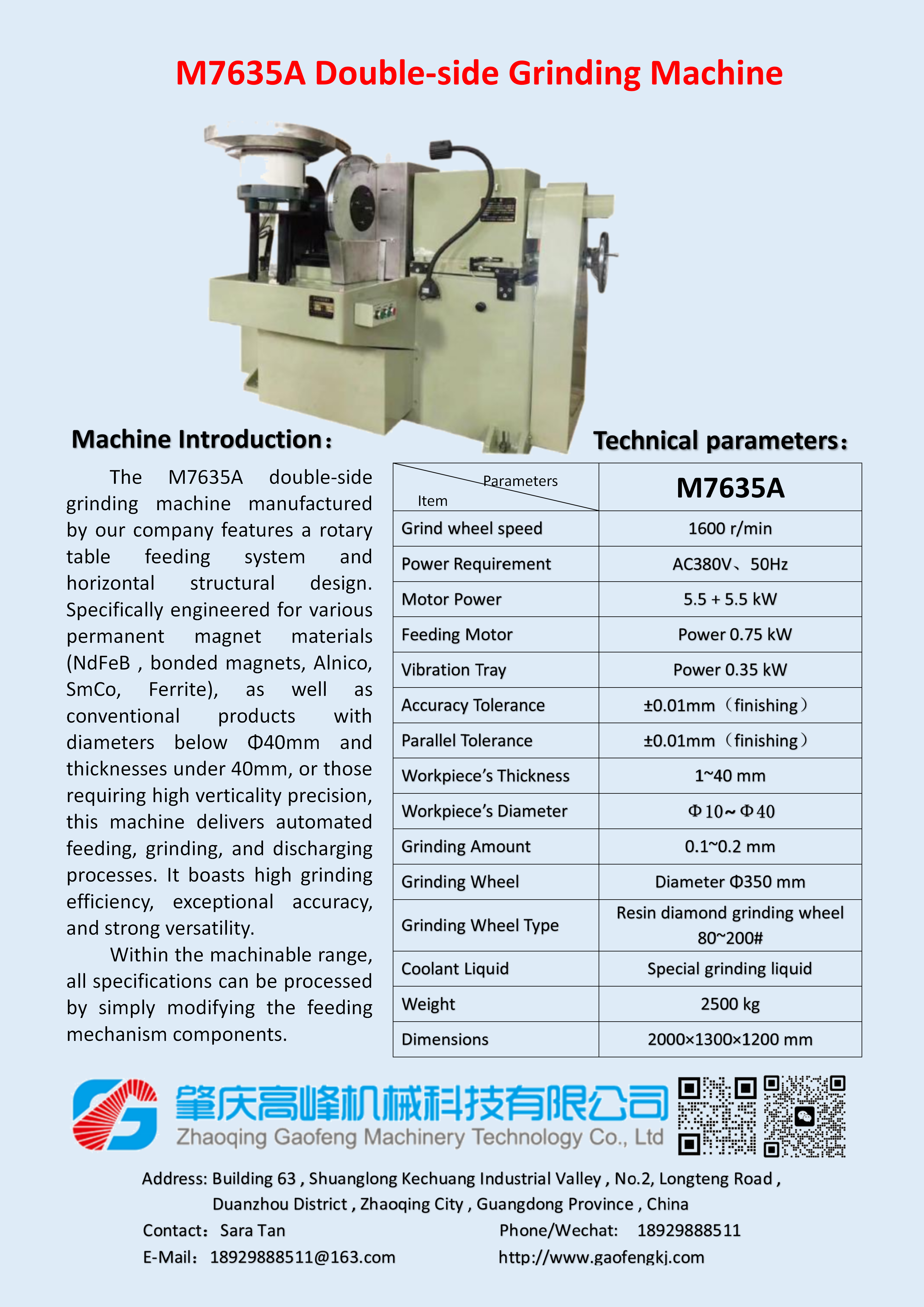 M7635A Double-side Grinding Machine