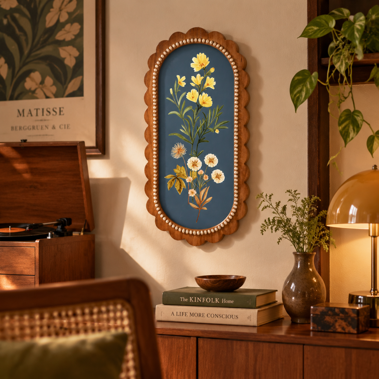 Wooden Scalloped Floral Wall Art