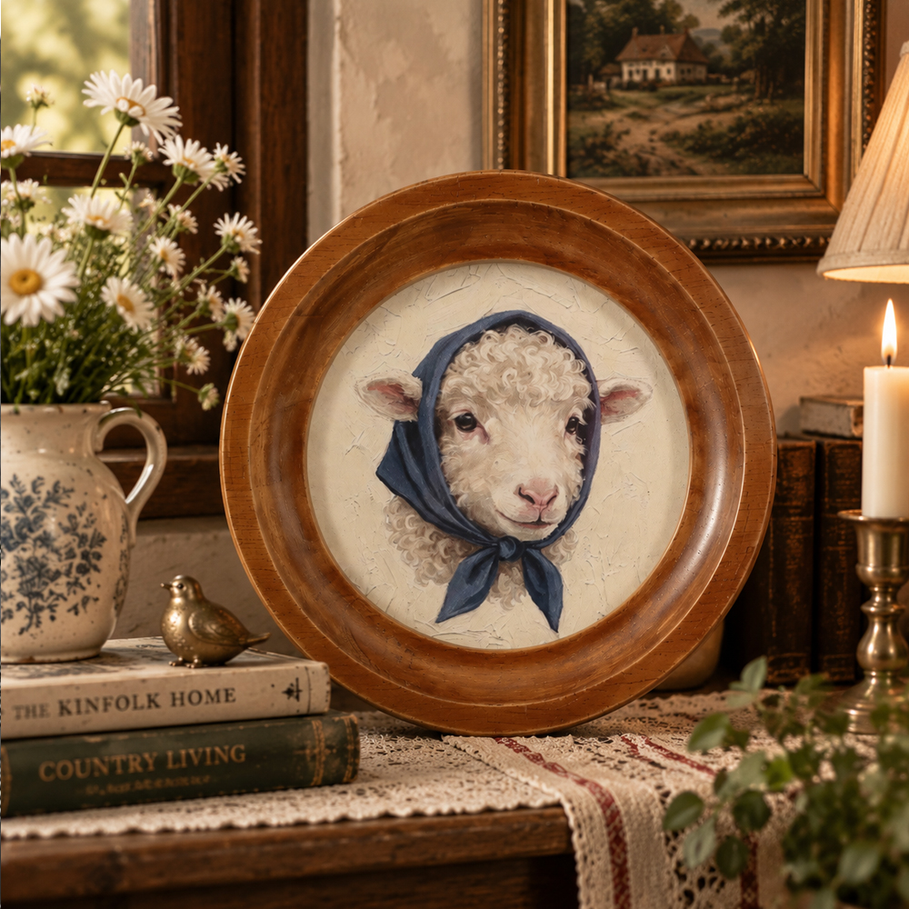 Wooden Farm Animal Round Wall Art