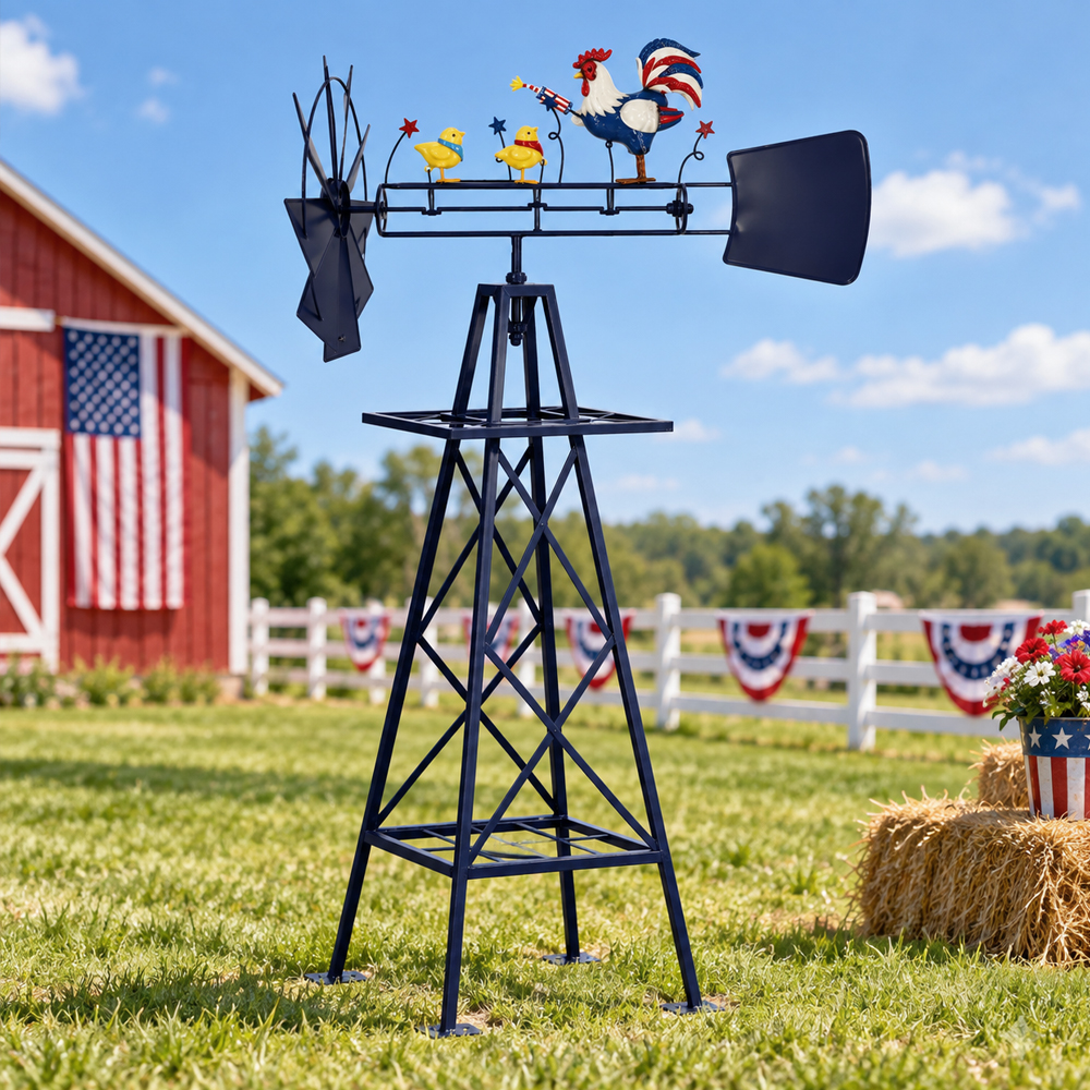 5Ft Rooster And Chicks Windmill