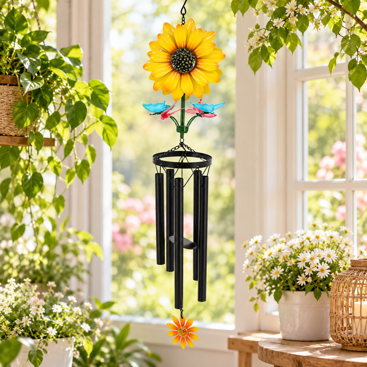 Sunflower Butterfly Metal Wind Chime