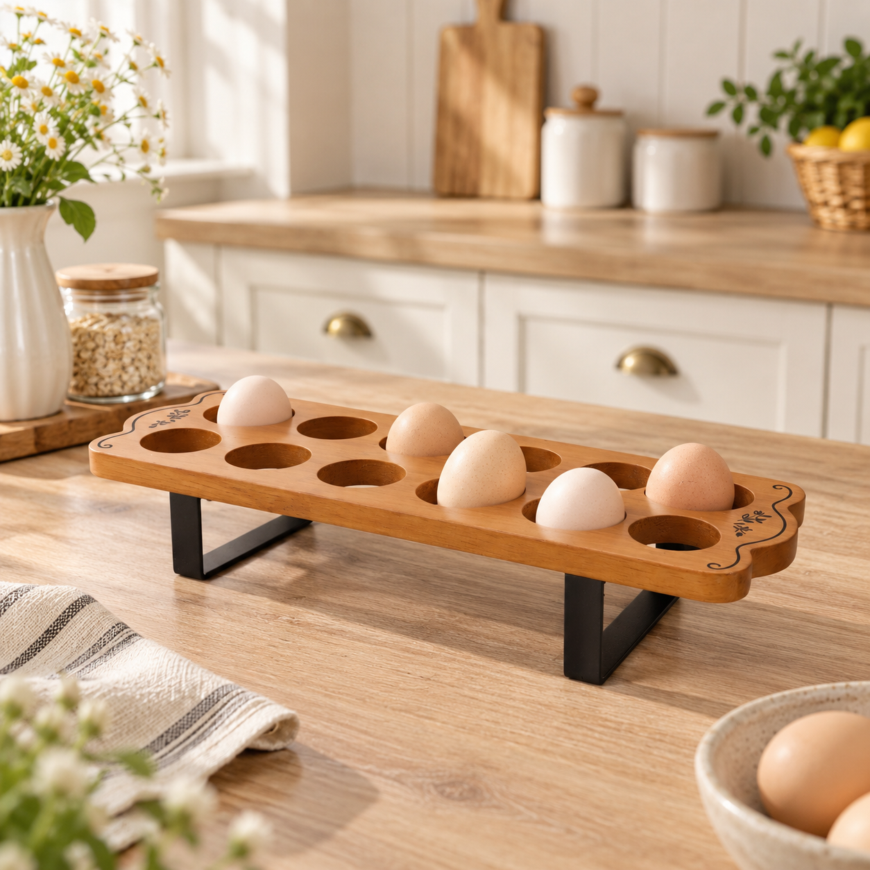 Wooden Egg Holder Rack