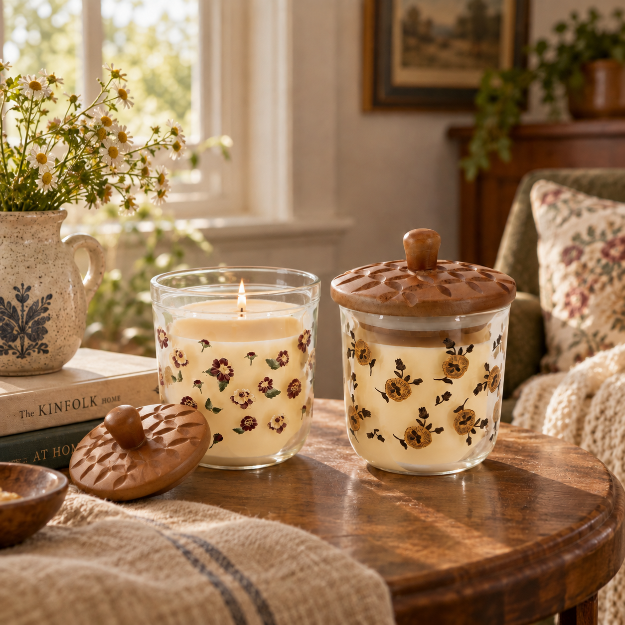 Floral Glass Jar Scented Candle