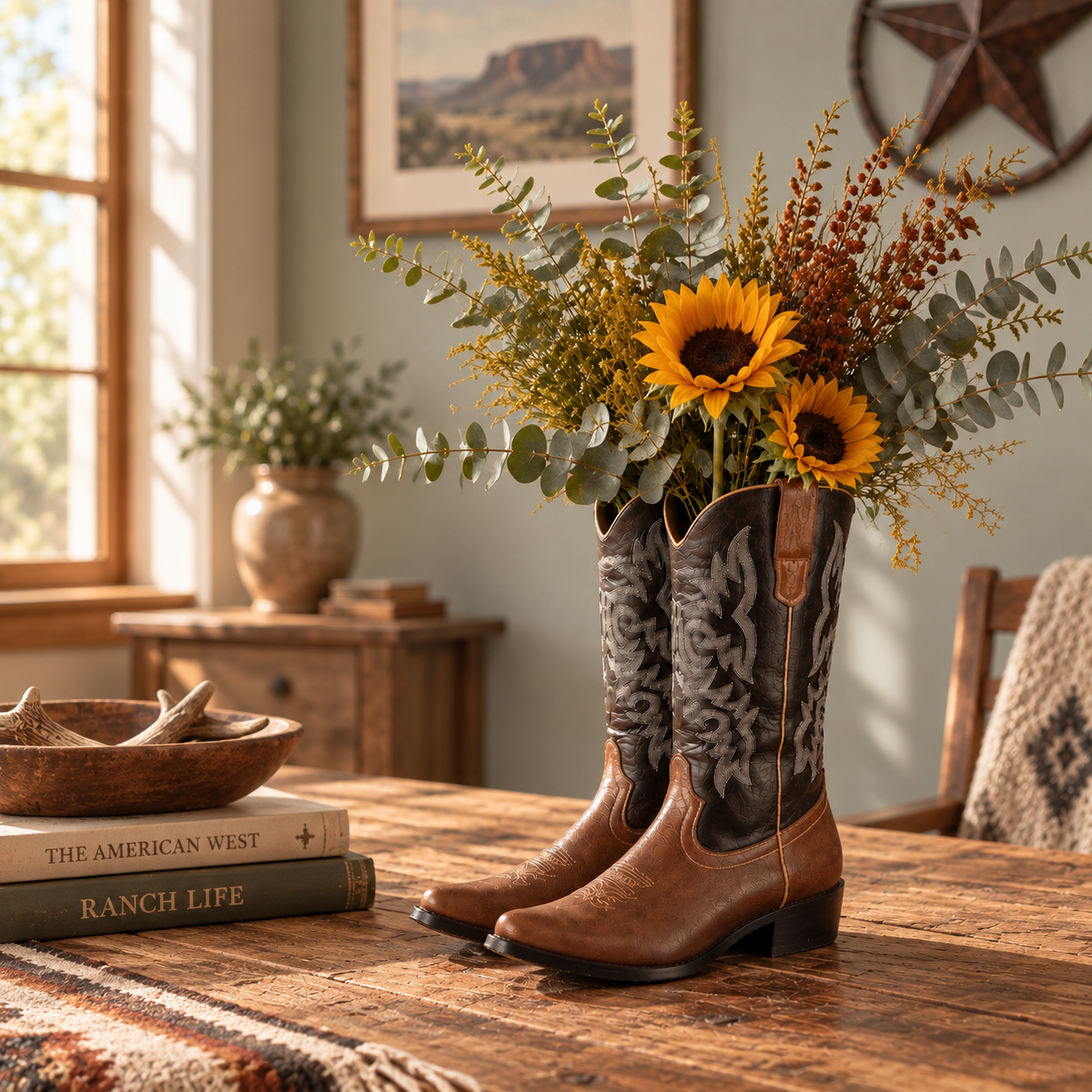 Resin Cowboy Boot Storage