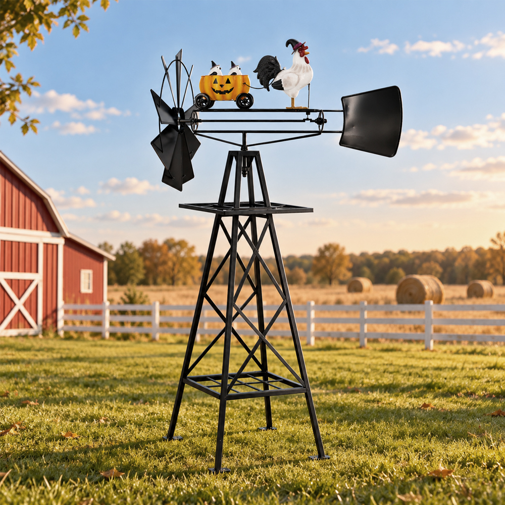 5Ft Chicken Pumpkin Windmill