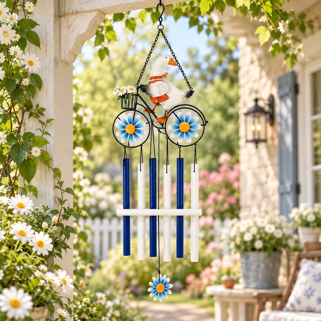 Duck Riding Bicycle Metal Wind Chime