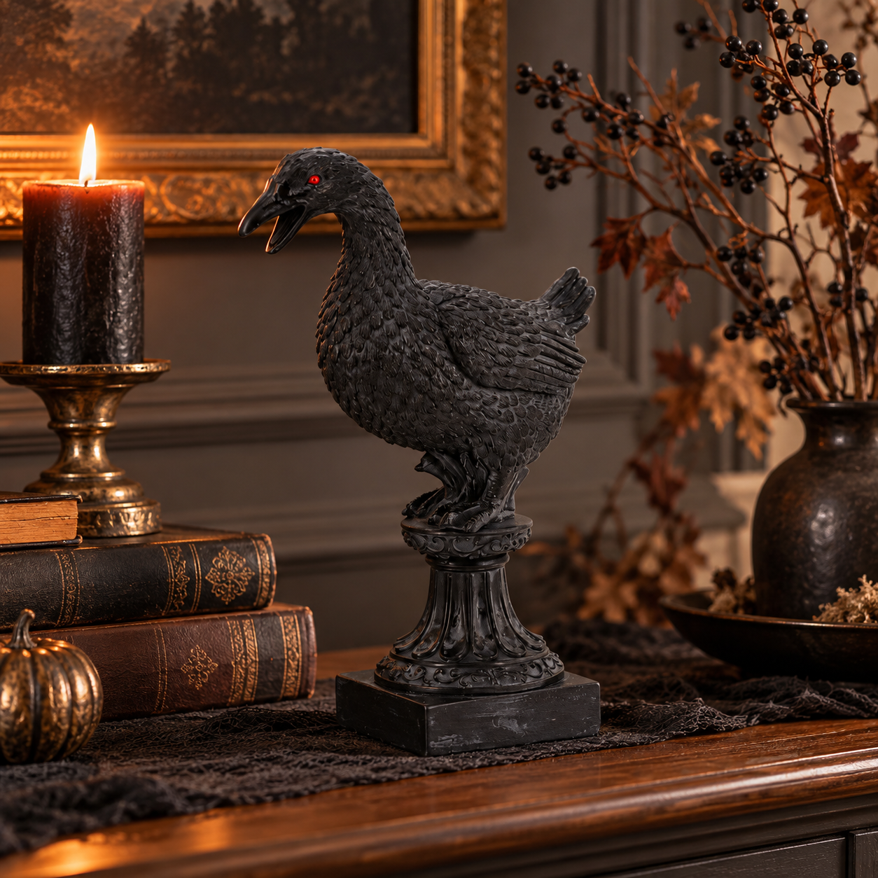 Resin Black Raven Statue