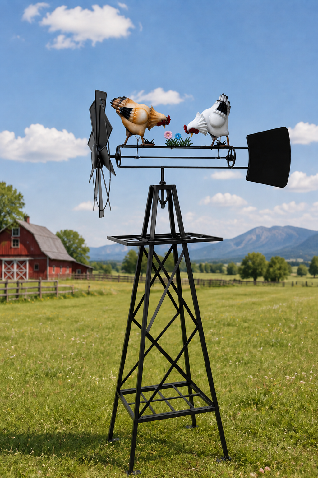 5FT. METAL CHICKEN MOVABLE WINDMILL