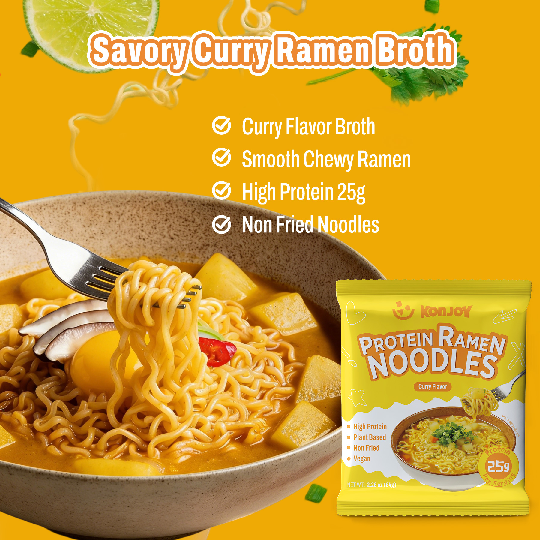 High Protein Udon Ramen Noodles Curry Flavor thumbnail 7
