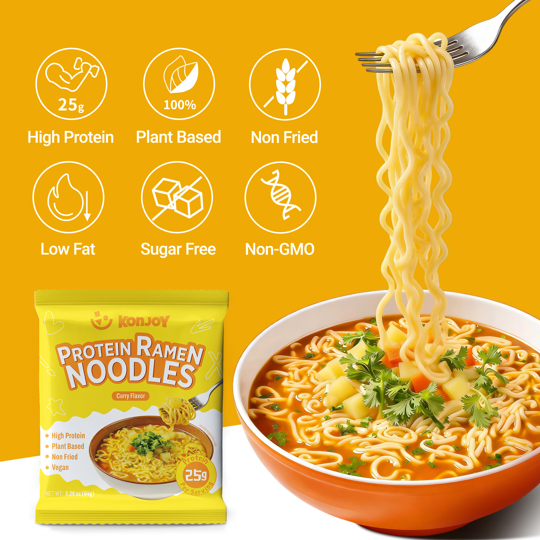 High Protein Udon Ramen Noodles Curry Flavor thumbnail 2