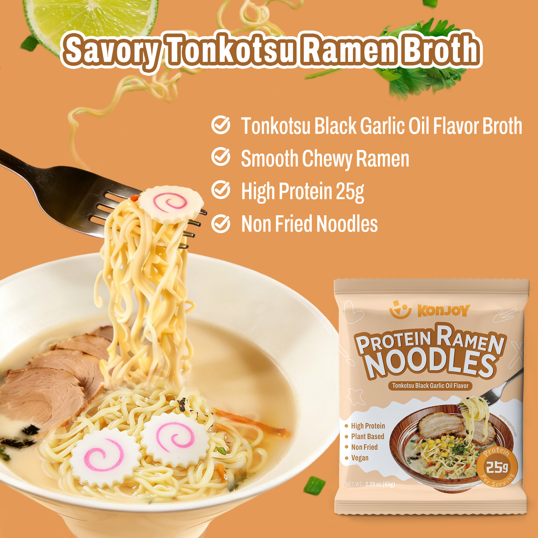 High Protein Udon Noodles Tonkotsu Black Garlic Oil Flavor thumbnail 7
