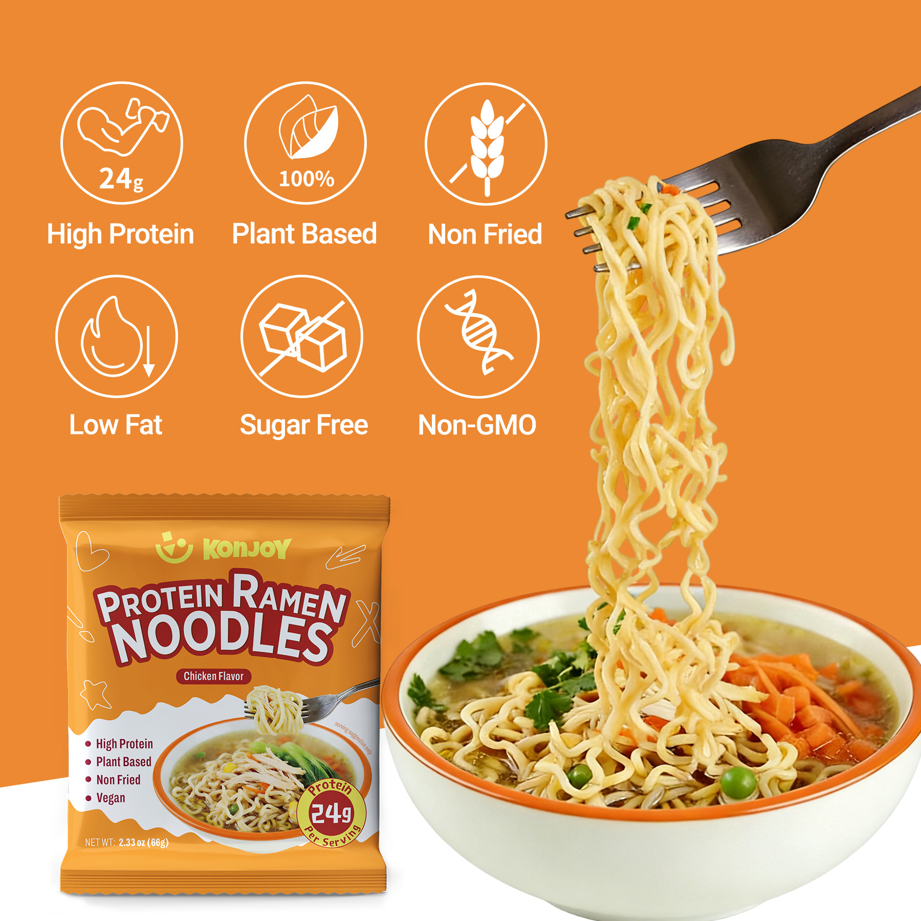 High Protein Udon  Ramen Noodles Chicken Flavor thumbnail 5