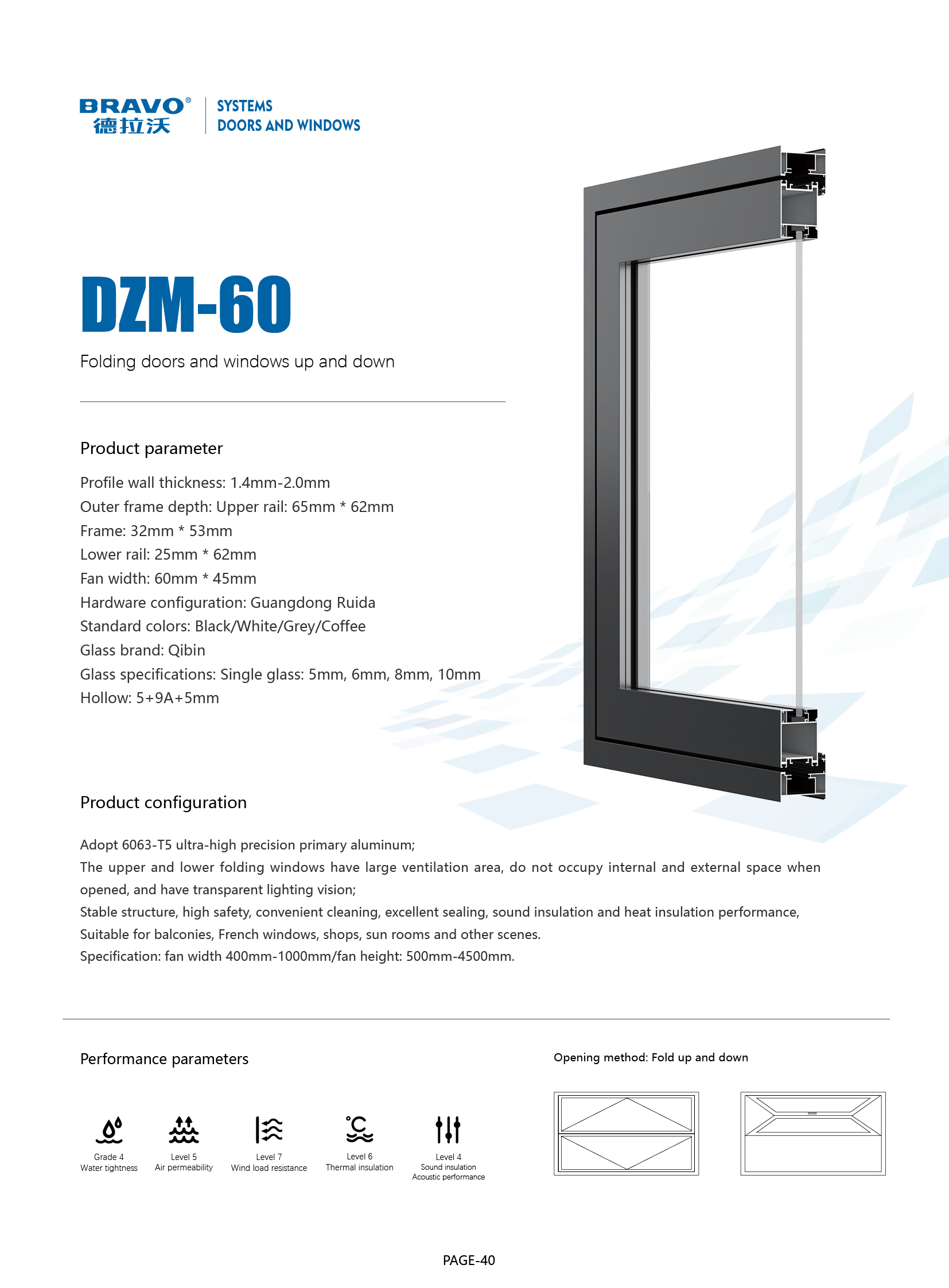 DZM60 Up&down floding windows
